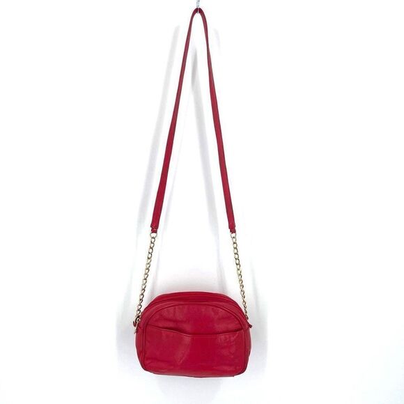 Tignanello Women's Leather Purse Double Top Zip Crossbody Bag Red Mini Size - Picture 1 of 14